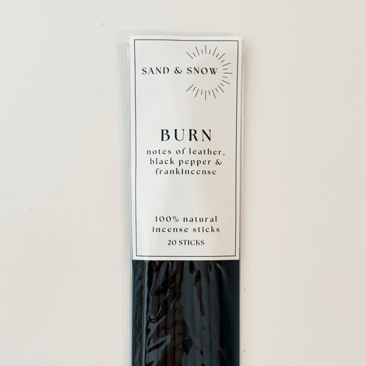 BURN | 20 sticks | notes of leather, black pepper & frankincense