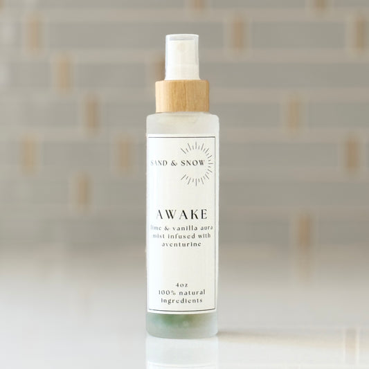 AWAKE | 4oz | Green Aventurine Infused Lime + Vanilla Room + Energy Mist
